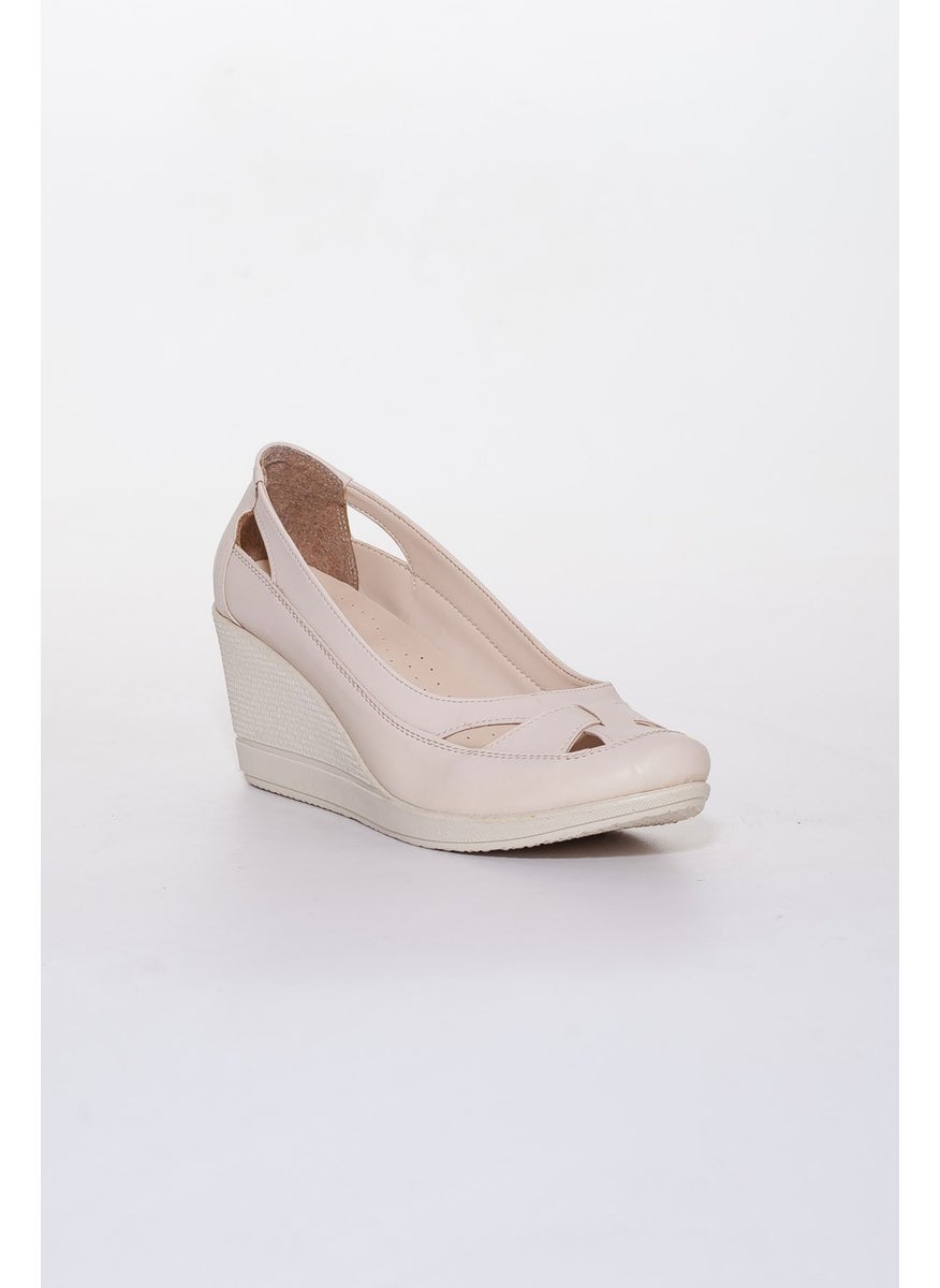 Dilimler Ayakkabı Wedge Sole Orthopedic Beige Women's Wedge Heeled Shoes  - Image 4