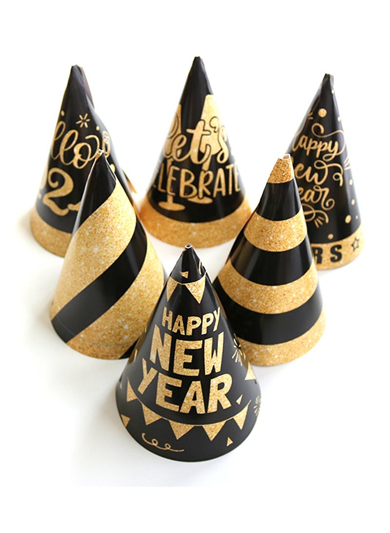 عام “قبعة ورقية للأطفال لحفل رأس السنة الميلادية 2024 بعنوان بلاك جولد هابي نيو يير - Image 2