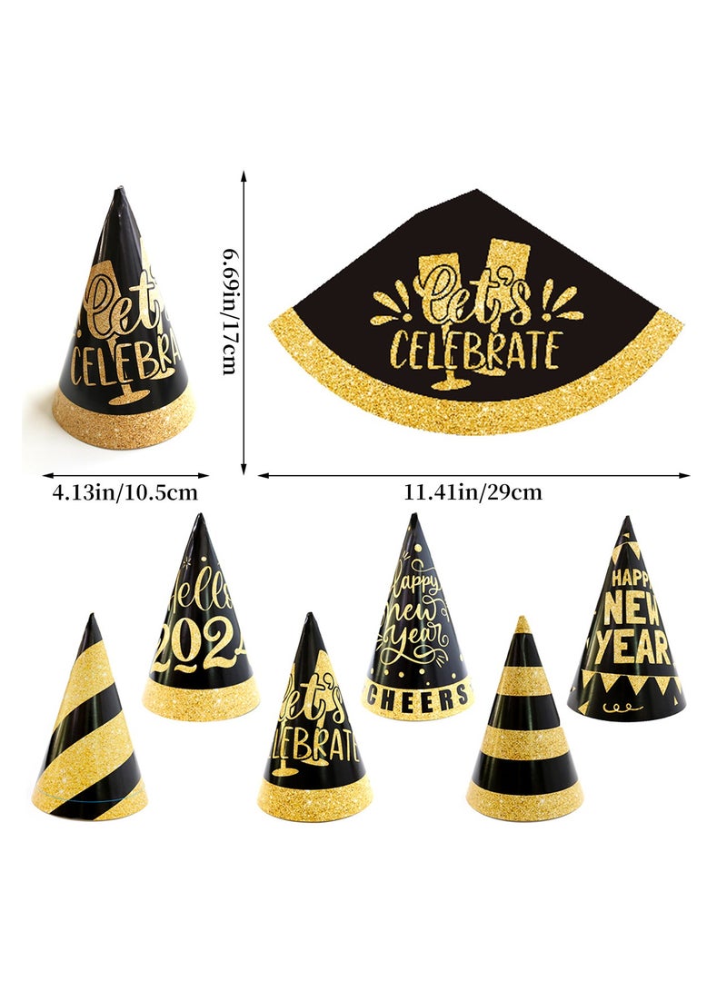 عام “قبعة ورقية للأطفال لحفل رأس السنة الميلادية 2024 بعنوان بلاك جولد هابي نيو يير - Image 3