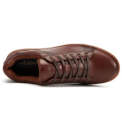 Arkbird Mens Fashion Sneakers Classic Casual Dress Shoes Stylish Lace-up Oxford Shoes for Men Coffee - Image 3