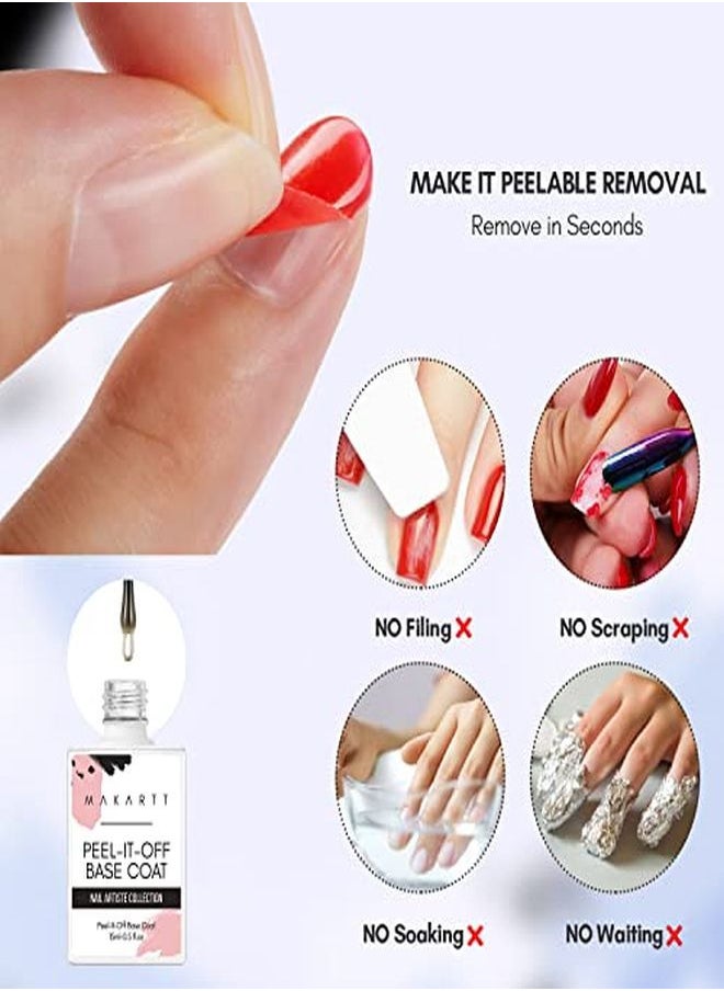 MAKARTT - Peel Off Base Coat, 15Ml Uv Gel Base Coat Nail Polish Peelable Base Gel For Takeoff Peelable Removal Peely Base For Nail Practice Beginners, Easy Gel Polish Removal No Soaking Filing Required - Image 1