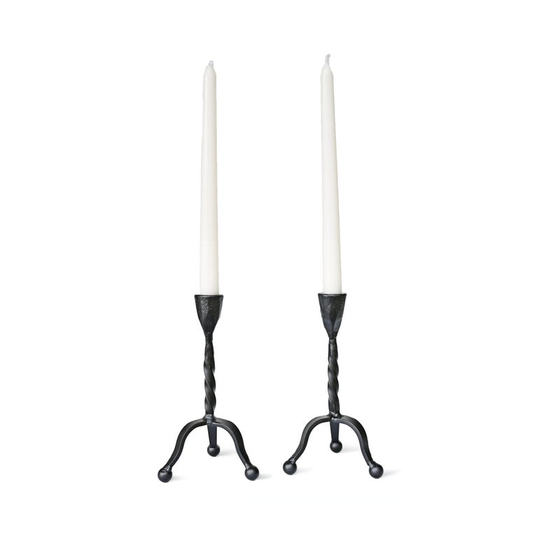 Remenna Black Taper Candle Holder Set of 2,Vintage Candle Sticks Holder Decor,Wrought Iron Candle Holder for Table Centerpiece,Halloween,Wedding,Christmas - Image 1