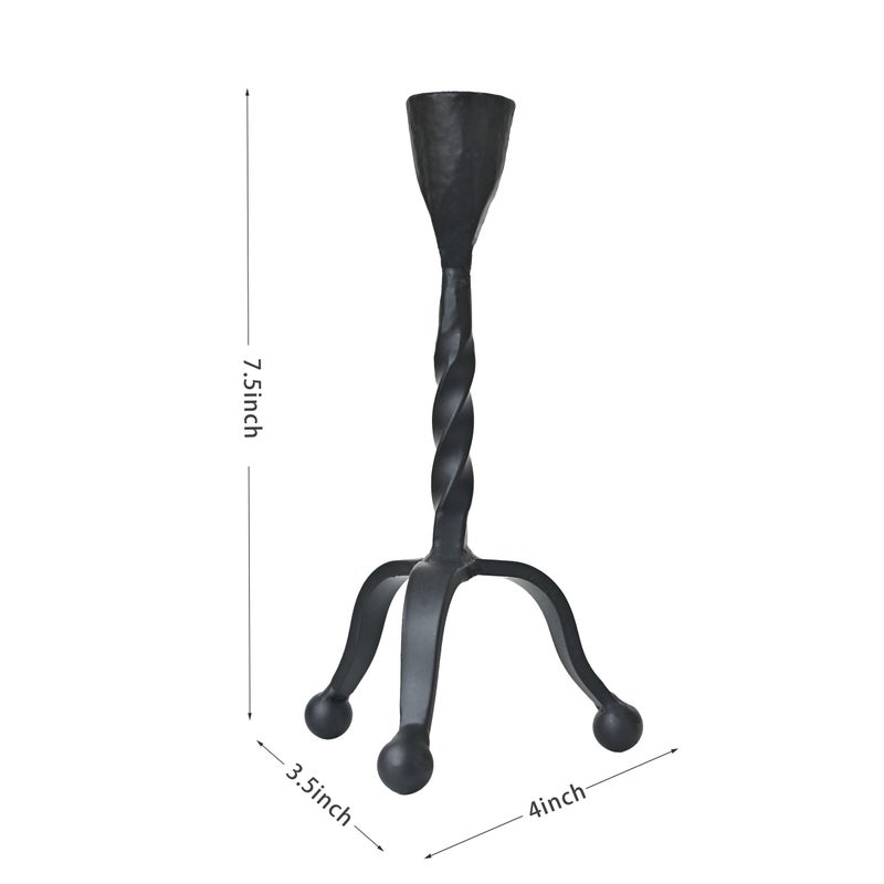Remenna Black Taper Candle Holder Set of 2,Vintage Candle Sticks Holder Decor,Wrought Iron Candle Holder for Table Centerpiece,Halloween,Wedding,Christmas - Image 2