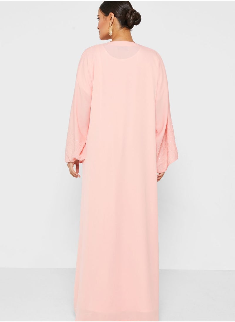hayas closet - Embellished Slit Sleeve Abaya - Image 1