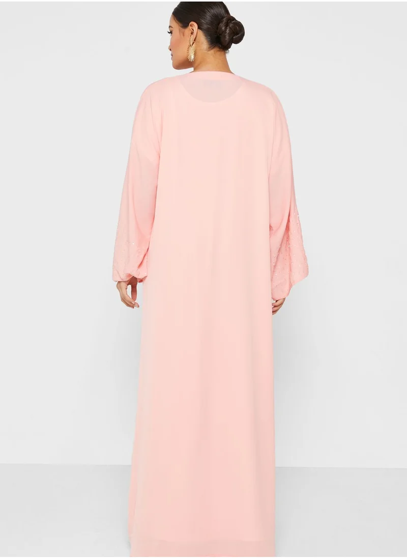 hayas closet Embellished Slit Sleeve Abaya