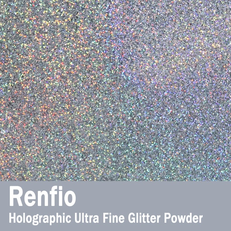 Renfio Holographic Ultra Fine Glitter Powder Metallic Resin Glitter 2.11 Oz (60g) PET Flakes Crafts Sequins 1/128" 0.008" 0.2mm Epoxy Chips Flakes for Tumblers Slime - Diamond Laser Silver - Image 2