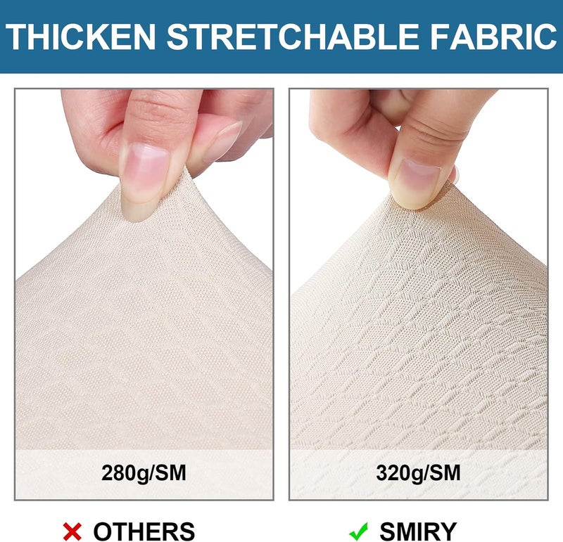 smiry Waterproof Seat Covers for Dining Room Chairs Set of 4, Stretch Jacquard Removable Washable Chair Seat Slipcovers Protector, No Rear Covers, Beige - Image 4