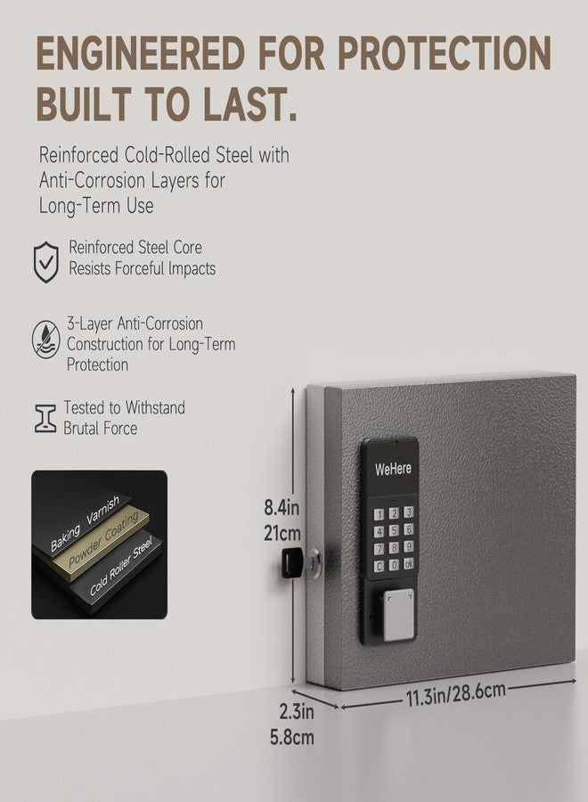 WeHere 16-Key Key Lock Box Wall Mount - Smart Key Cabinet with App, Keypad, Bluetooth & WiFi Unlock (Sold Separately), Key Organizer for Home, Access Log Tracking Key Management for Small Office - Image 2