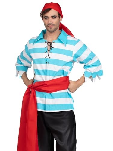 Leg Avenue mens Â– 4 Piece Pillaging Pirate Pirate Halloween Set for Men Adult Sized Costumes, Blue/White, X-Large US - Image 3