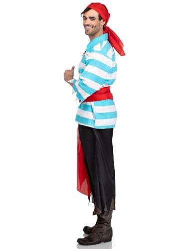 Leg Avenue mens Â– 4 Piece Pillaging Pirate Pirate Halloween Set for Men Adult Sized Costumes, Blue/White, X-Large US - Image 4