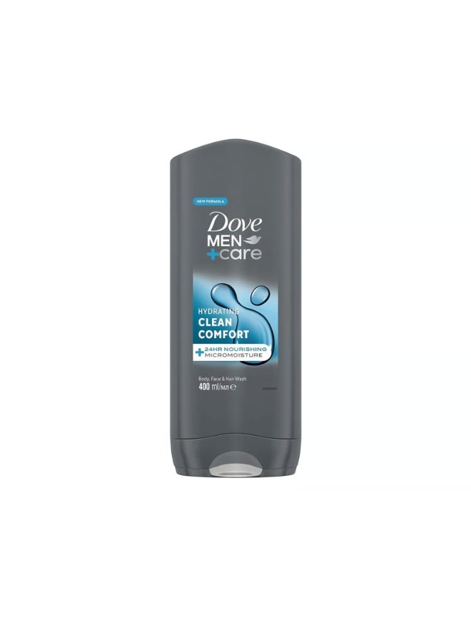 Dove Men+Care Clean Comfort Body, Face & Hair Wash 400ml - Image 1
