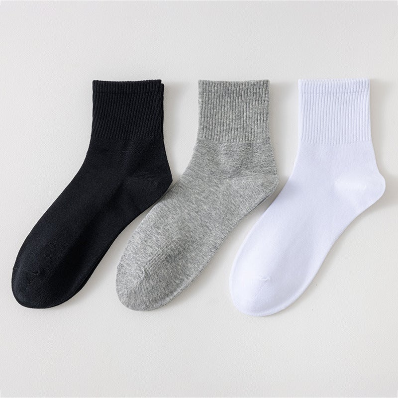 Unisex Cotton Sports Socks Black White Gray The 0100 cylinder is matched in three colors - Image 2