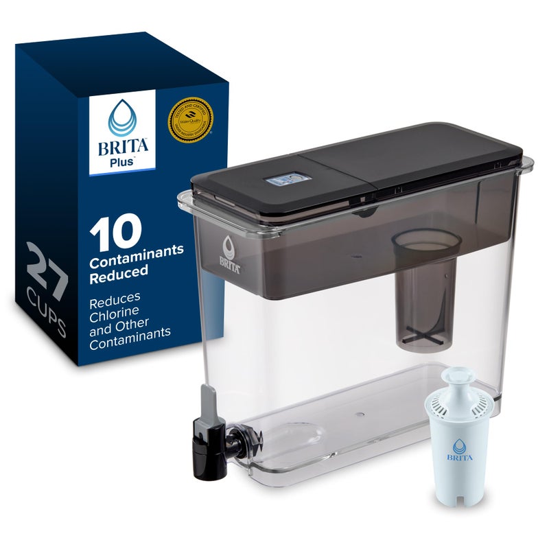 Brita UltraMax Large Water Dispenser with 1 BritaPlus Filter, 27 Cup Capacity, Black (Package May Vary) - Image 1