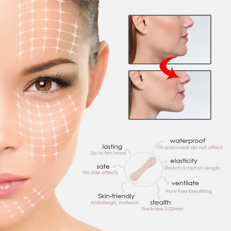 RIPIENO RIPIENO V shaped Mask Invisible Tape Soft Elastic Face Adhesive Tape Lifting Firming Instant Wrinkle Stickers Elasticity Makeup Tape for Eyes Neck Jaw ChinTransparent Instant Face Lift - Image 2