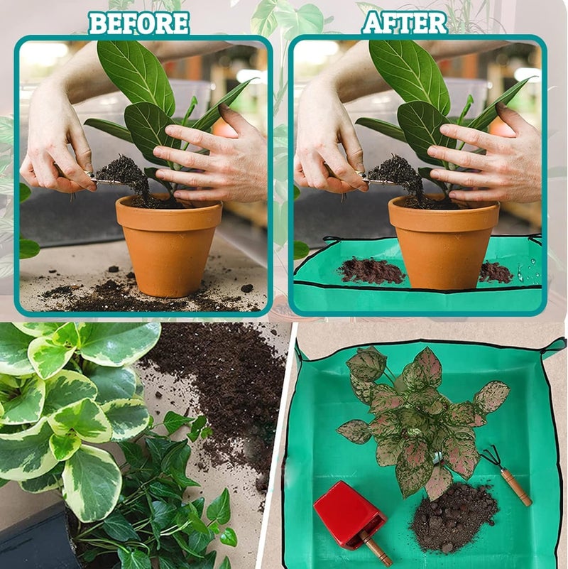 DHARVIM® Gardening Mat for Plant Transplanting and Mess Control 19.8"x 19.8" Thickened Waterproof Potting Tray Succulent Potting Mat Portable Gardening Mat Plant Gifts for Women Men, (50 x 50 cm) - Image 3