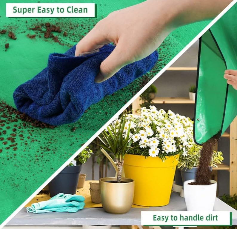 DHARVIM® Gardening Mat for Plant Transplanting and Mess Control 19.8"x 19.8" Thickened Waterproof Potting Tray Succulent Potting Mat Portable Gardening Mat Plant Gifts for Women Men, (50 x 50 cm) - Image 4
