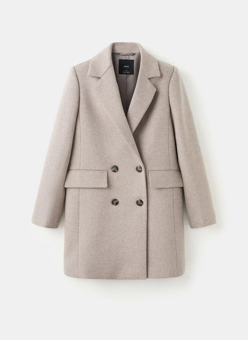 مانجو معطف صوف مزدوج الصدر