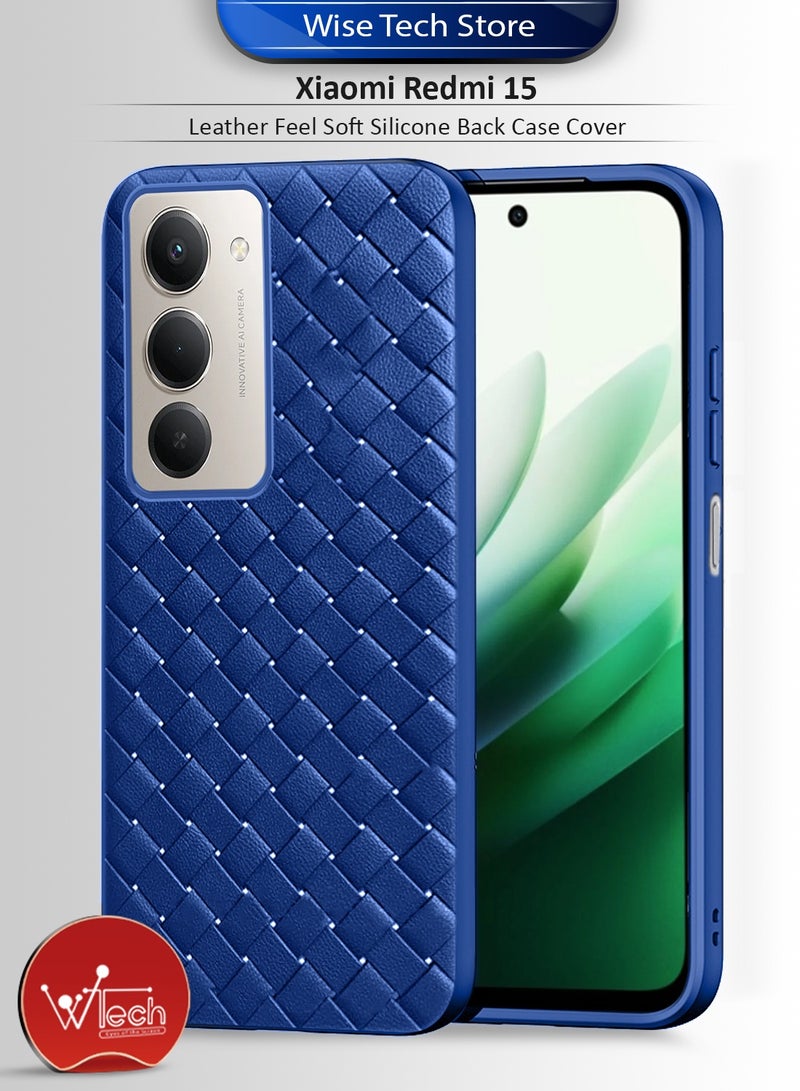 Wtech Xiaomi Redmi 15 5G 2025 Woven With Leather Feel Soft Silicone Back Case Cover (MCCPSN) - Navy Blue - Image 1
