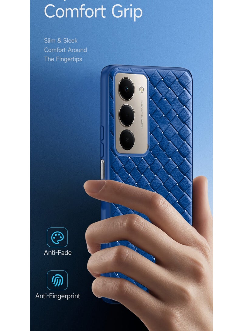 Wtech Xiaomi Redmi 15 5G 2025 Woven With Leather Feel Soft Silicone Back Case Cover (MCCPSN) - Navy Blue - Image 2