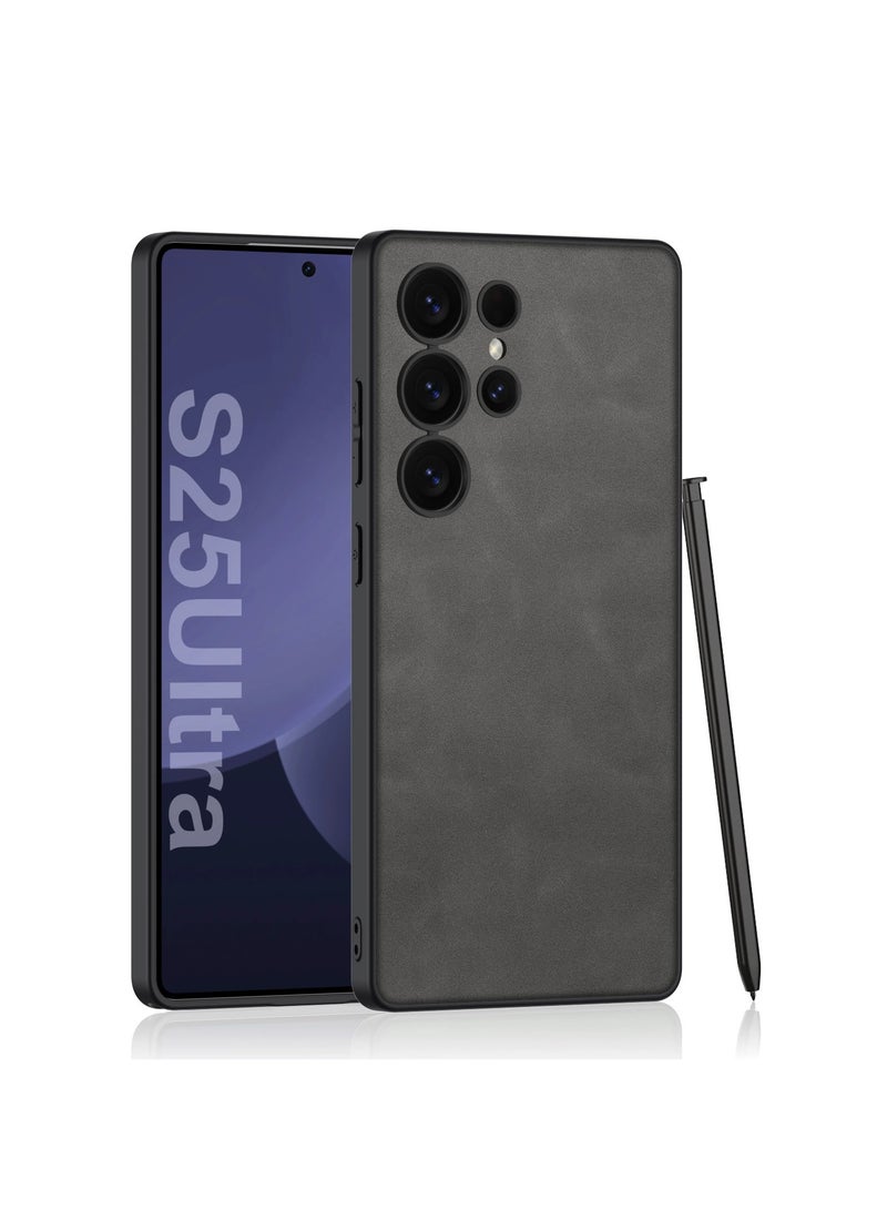 Mmmon Compatible with Samsung Galaxy S25 Ultra Leather Case,Soft Business TPU Cover Support Wireless Charging AntiScratch Case for Samsung Galaxy S25 Ultra (grey)