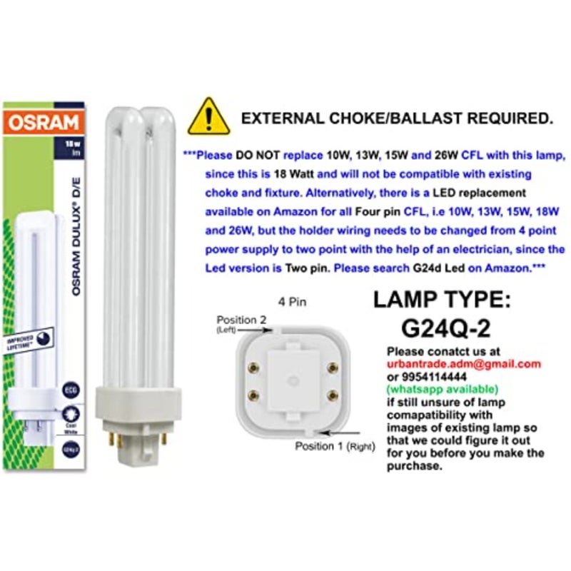 Fluorescent PLC-DDE lamp for general lighting, ceramic material, warm white 2700K, 18 watt energy efficiency, 4-pin G24q-2 base, pack of 10 - Image 2