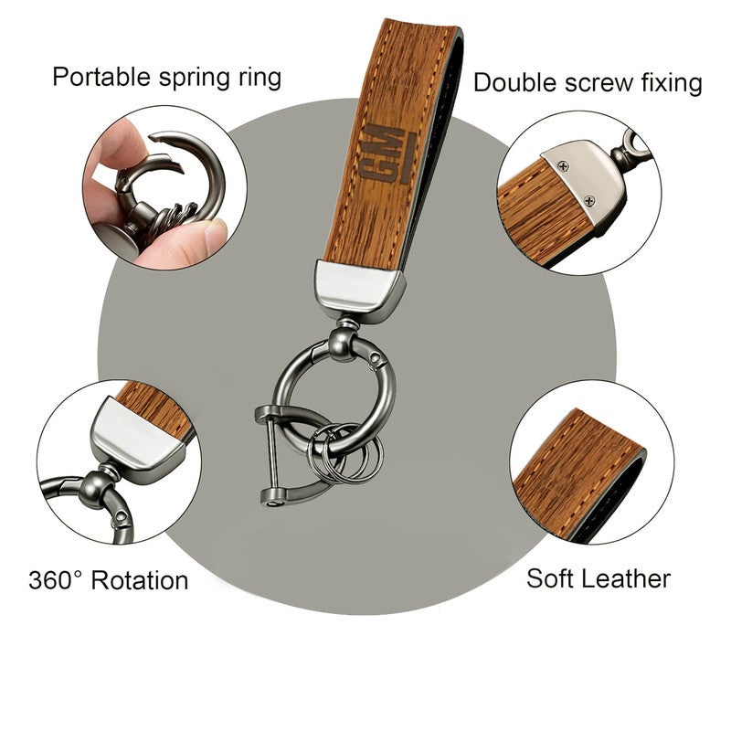 جنرال موتورز سلسلة مفاتيح سيارة بحلقة معدنية وحزام من الجلد الصناعي - حلقة مفاتيح متينة بلمسة نهائية فاخرة لمفاتيح السيارة والدراجة والمنزل، تصميم أنيق وبسيط مع حلقة تثبيت مفاتيح آمنة - Image 4