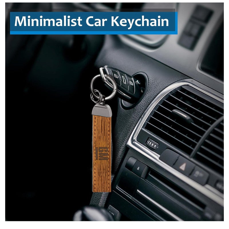 جنرال موتورز سلسلة مفاتيح سيارة بحلقة معدنية وحزام من الجلد الصناعي - حلقة مفاتيح متينة بلمسة نهائية فاخرة لمفاتيح السيارة والدراجة والمنزل، تصميم أنيق وبسيط مع حلقة تثبيت مفاتيح آمنة - Image 1