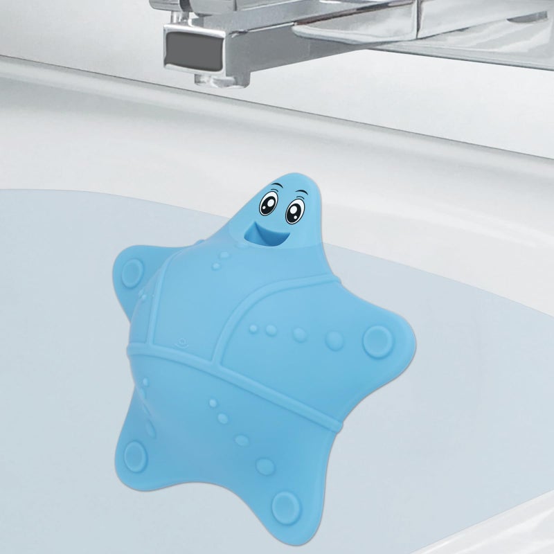 ddLUCK Bathtub Overflow Drain Cover, Silicone Tub Overflow Drain Cover, Soak Bathtub Drain Cover Stopper with Suction Cups, Cute Bathroom Spa Accessories Adds Inches of Water for Deeper Bath (Blue) - Image 2