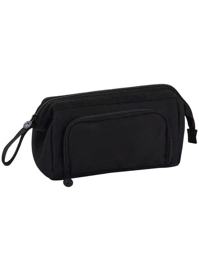 فنبلاست حقائب أقلام FunBlast كبيرة السعة، حقيبة متعددة الأغراض بسحاب، حافظة أقلام أنيقة لطلاب الجامعات، حقيبة مدرسية للفتيات، حقيبة أقلام أنيقة ولطيفة للفتيات، حقيبة كورية (أسود) - Image 1