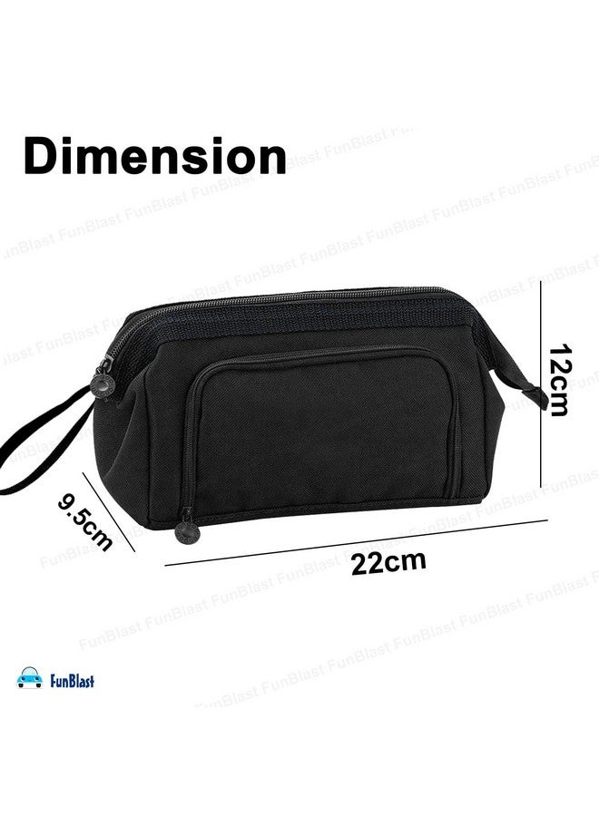 فنبلاست حقائب أقلام FunBlast كبيرة السعة، حقيبة متعددة الأغراض بسحاب، حافظة أقلام أنيقة لطلاب الجامعات، حقيبة مدرسية للفتيات، حقيبة أقلام أنيقة ولطيفة للفتيات، حقيبة كورية (أسود) - Image 3