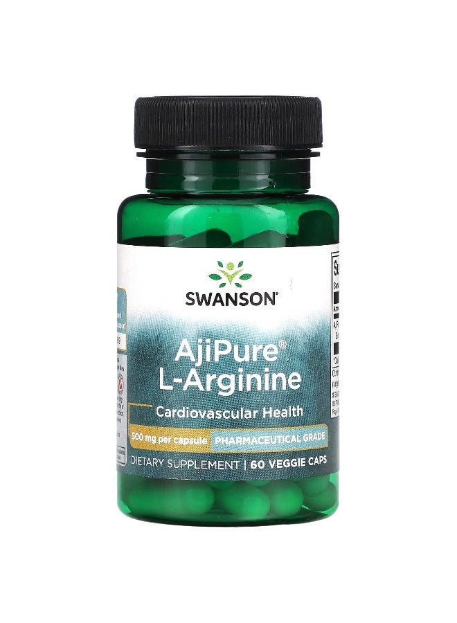 SWANSON Swanson, AjiPure L-Arginine, 500 mg, 60 Veggie Caps 