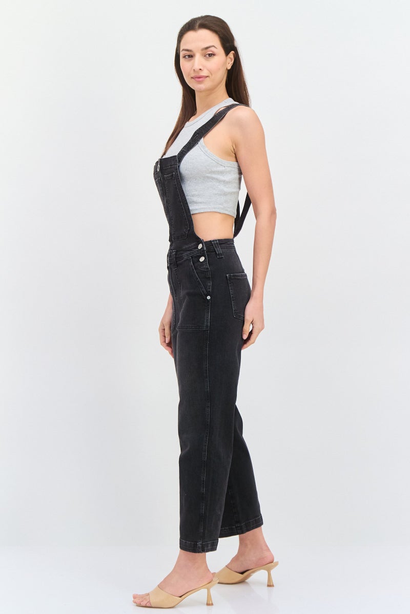 Pepe Jeans Women Washed Denim Jumpsuit, Black - Image 3