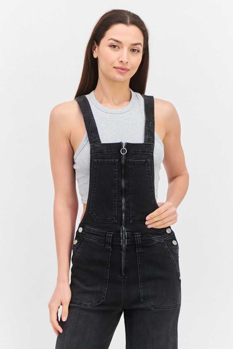 Pepe Jeans Women Washed Denim Jumpsuit, Black - Image 2