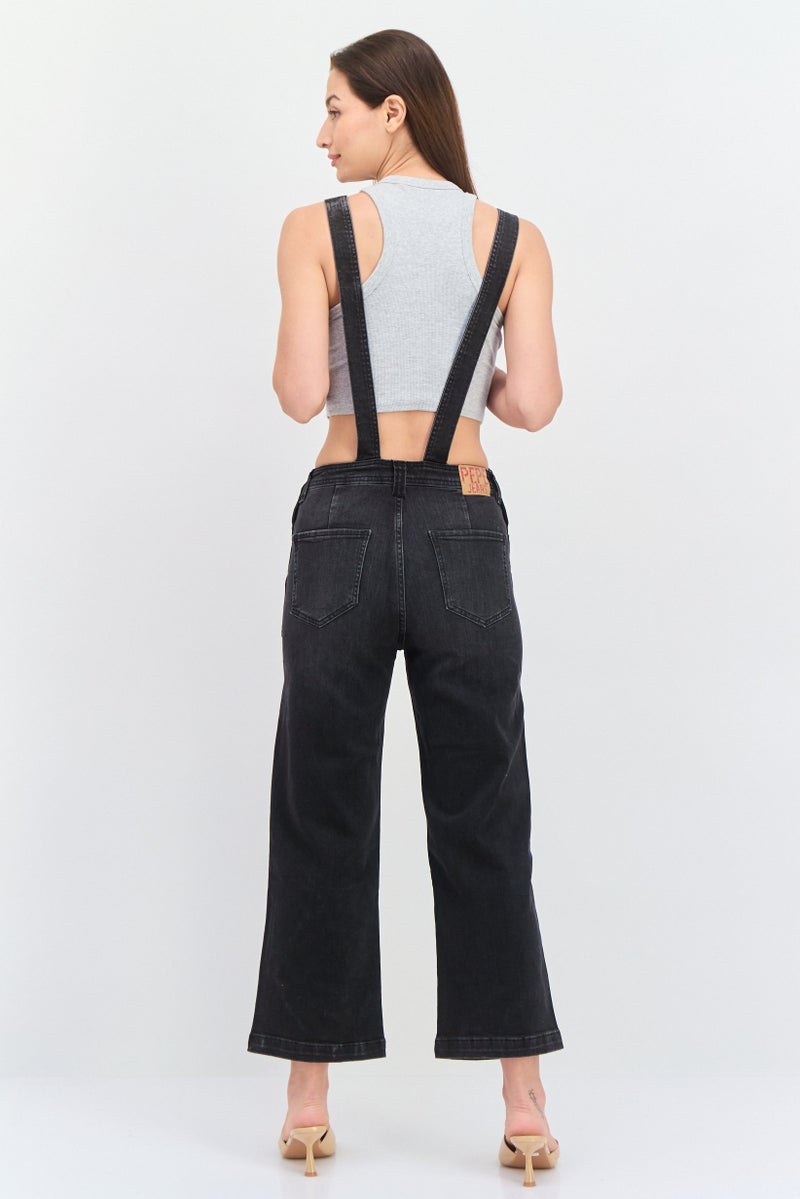 Pepe Jeans Women Washed Denim Jumpsuit, Black - Image 4