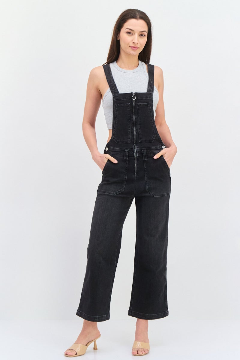 Pepe Jeans Women Washed Denim Jumpsuit, Black - Image 1