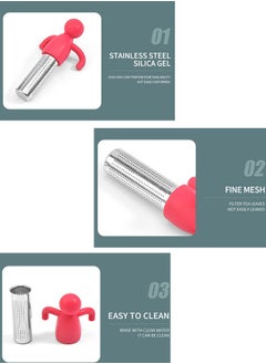 Generic 2Pcs Tea Infuser Filter, Fine Mesh Tea Cup Filter, Loose Tea Strainer, Tea Steeper for Herbal Tea, Reusable Tea Holder, Tea Ball Strainers for Superior Tea Brewing Experience (Red/Blue)  - Image 2