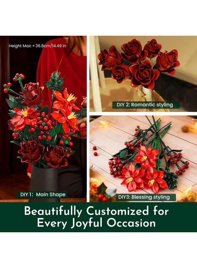 SOOLIO Flower Bouquet Building Blocks Set, 917 PCS Artificial Botanical Collection, Creative Home Decoration, Anniversary Display - Image 5
