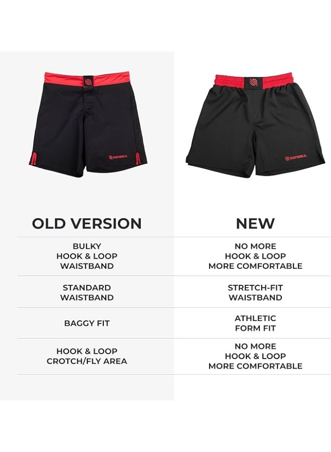 Sanabul BJJ & MMA Fight Shorts for Men | 4-Way Stretch, Reinforced Stitching, No-Gi Grappling & Kickboxing Training Shorts | Black/Red - Image 4