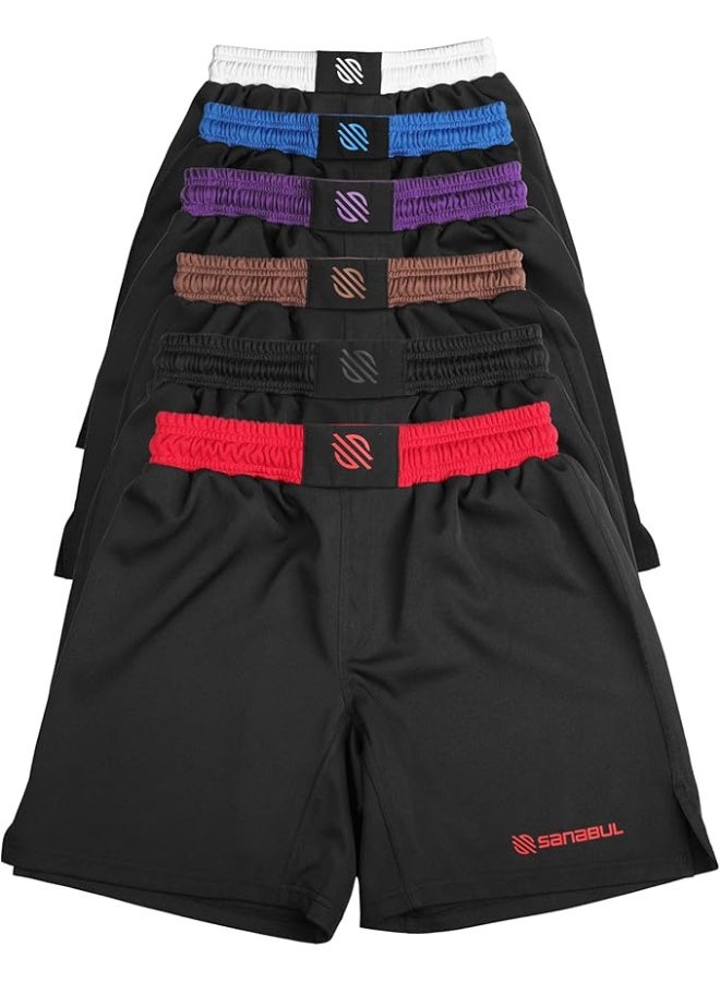 Sanabul BJJ & MMA Fight Shorts for Men | 4-Way Stretch, Reinforced Stitching, No-Gi Grappling & Kickboxing Training Shorts | Black/Red - Image 1