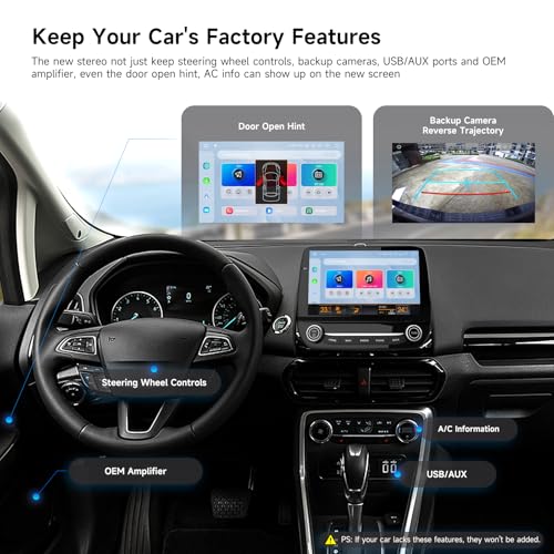 Dasaita 8GB+256GB Car Stereo Radio for Ford EcoSport 2018-2021 with Wireless Carplay Android Auto, 8-Core Android 13 GPS Navigation 9'' Head Unit, Plug & Play, Voice/Knobs/Buttons Control - Image 3