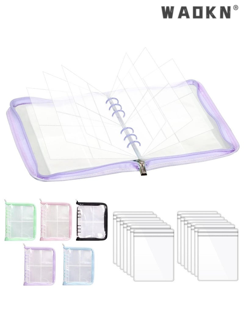 WAOKN Travel Jewelry Organizer Jewelry Storage Box with Pocket Traveling Necklace Earring Organizer with Zipper for Ring, Bracelets, Stud,Necklace with 80 Grids /70 Thicken PVC Zipper Bags (Purple) - Image 1