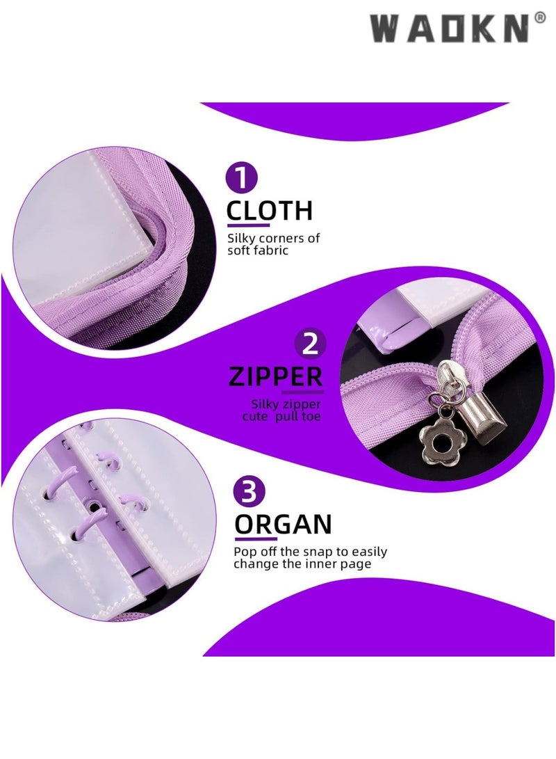 WAOKN Travel Jewelry Organizer Jewelry Storage Box with Pocket Traveling Necklace Earring Organizer with Zipper for Ring, Bracelets, Stud,Necklace with 80 Grids /70 Thicken PVC Zipper Bags (Purple) - Image 2