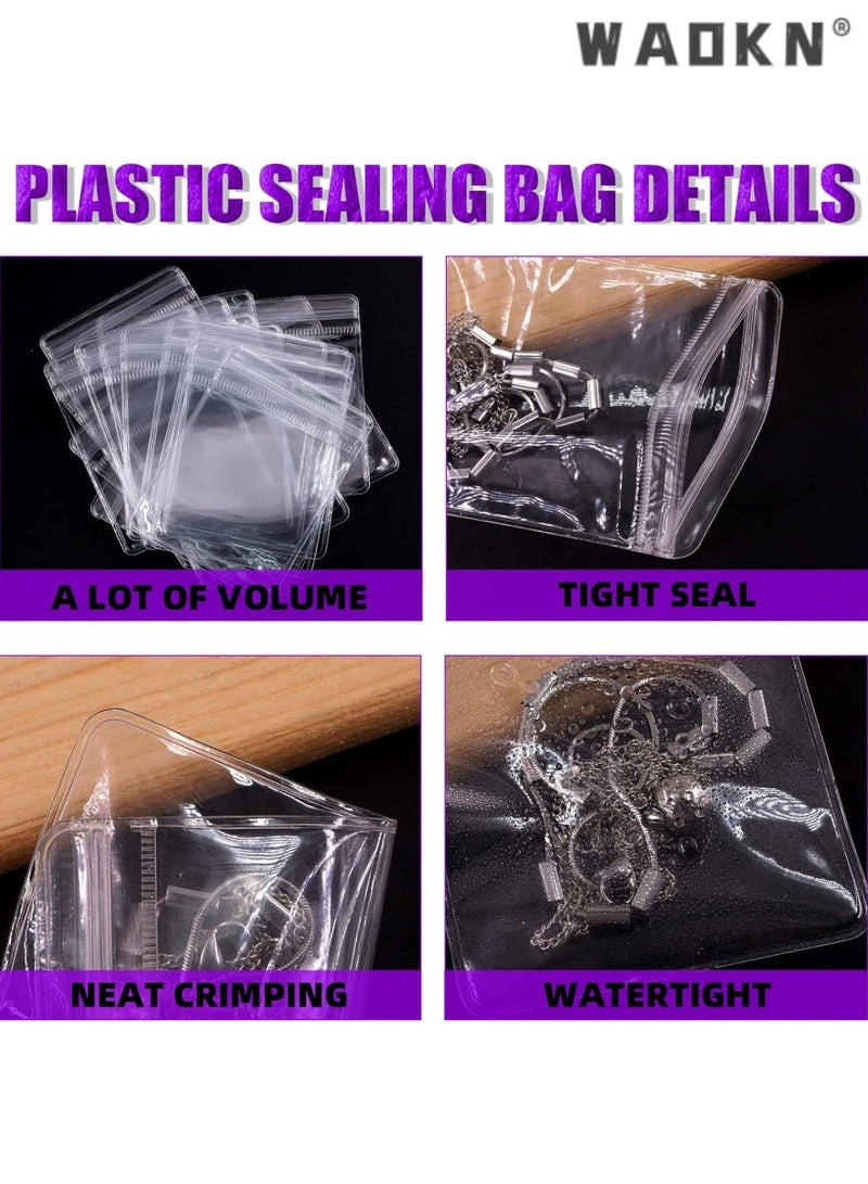 WAOKN Travel Jewelry Organizer Jewelry Storage Box with Pocket Traveling Necklace Earring Organizer with Zipper for Ring, Bracelets, Stud,Necklace with 80 Grids /70 Thicken PVC Zipper Bags (Purple) - Image 3