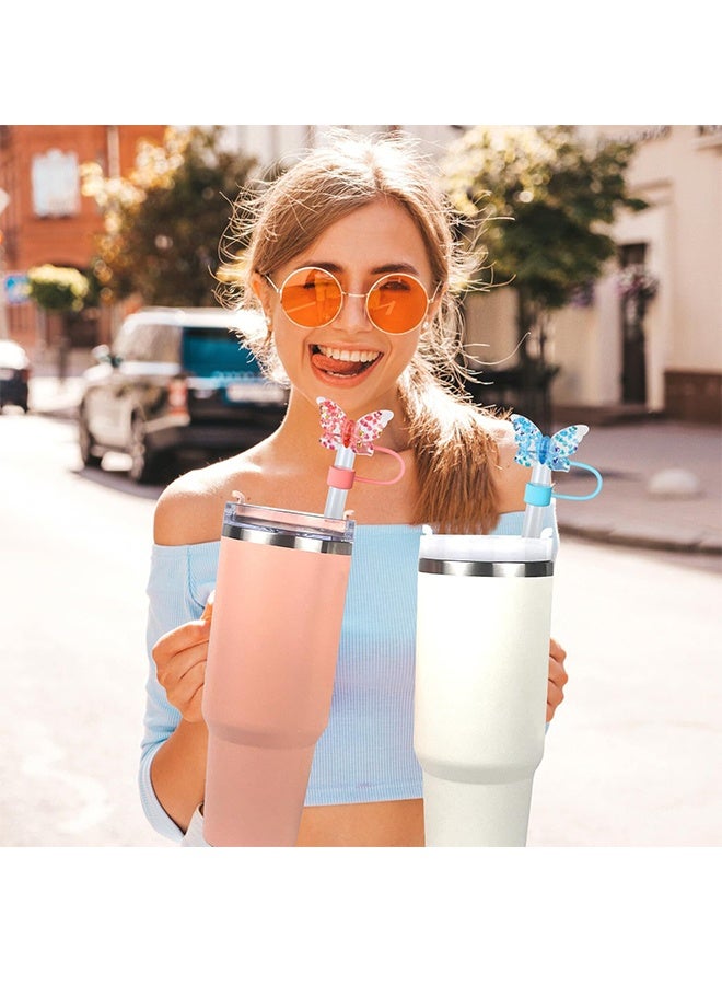 أغطية مصاصات على شكل فراشة، أغطية مصاصات فراشة لطيفة متوافقة مع أكواب ستانلي 30 و40 أونصة بمقبض، ملحقات نصائح شرب سيليكون قابلة لإعادة الاستخدام - Image 5