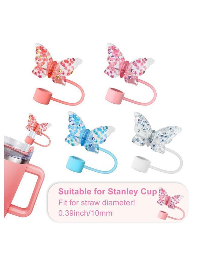 أغطية مصاصات على شكل فراشة، أغطية مصاصات فراشة لطيفة متوافقة مع أكواب ستانلي 30 و40 أونصة بمقبض، ملحقات نصائح شرب سيليكون قابلة لإعادة الاستخدام - Image 2