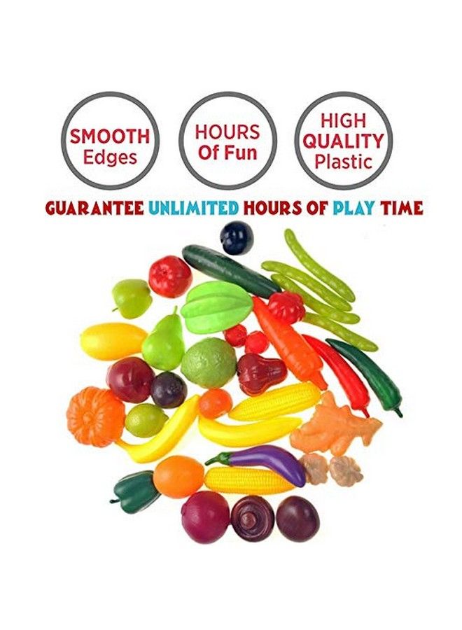 38 Pcs Fruits And Vegetables Shopping Basket Healthy Farmer Market Grocery Pretend Play Food Plastic Toy Set For Kids - Image 5