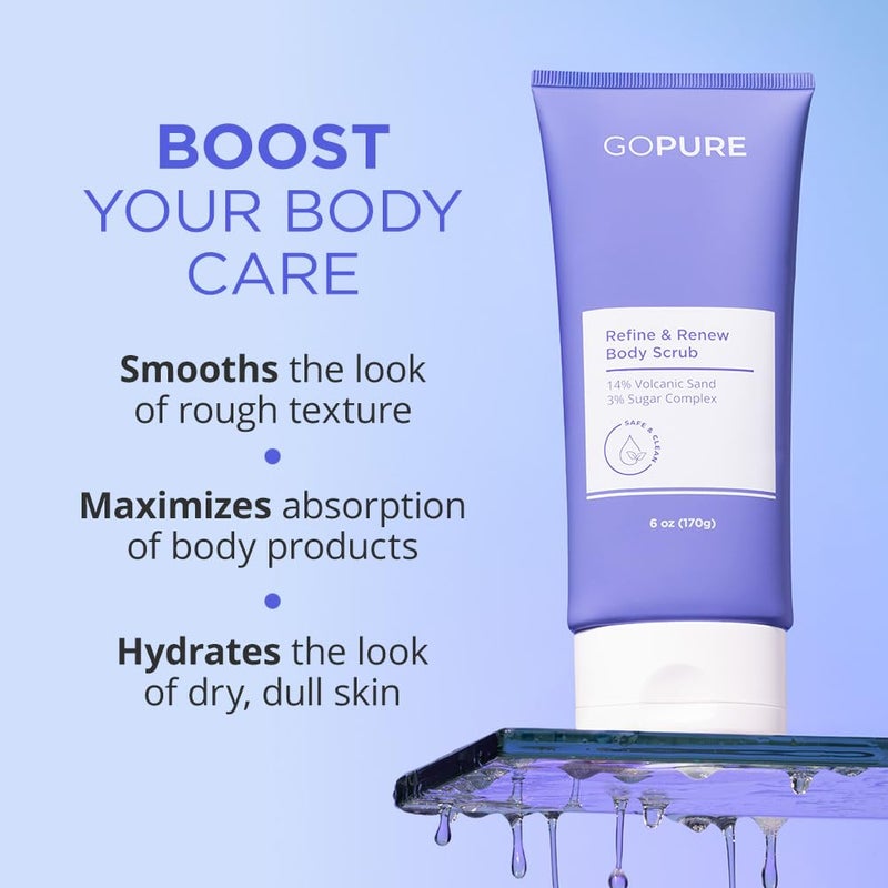 GOPURE Refine & Renew Body Scrub â€“ Smoothing body exfoliator, softens and hydrates the look of rough, dry skin - Image 2