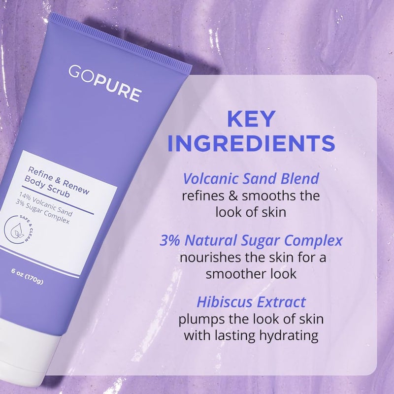 GOPURE Refine & Renew Body Scrub â€“ Smoothing body exfoliator, softens and hydrates the look of rough, dry skin - Image 3