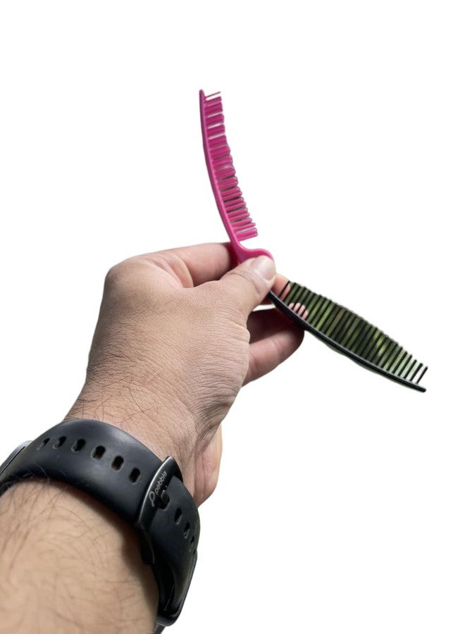 Ghelonadi Double Headed Pocket Hair Comb 2 in 1 Plastic Travel Folding Portable Hair Brush Comb for Women's and Men's - 3pc, Multicolor. - Image 5