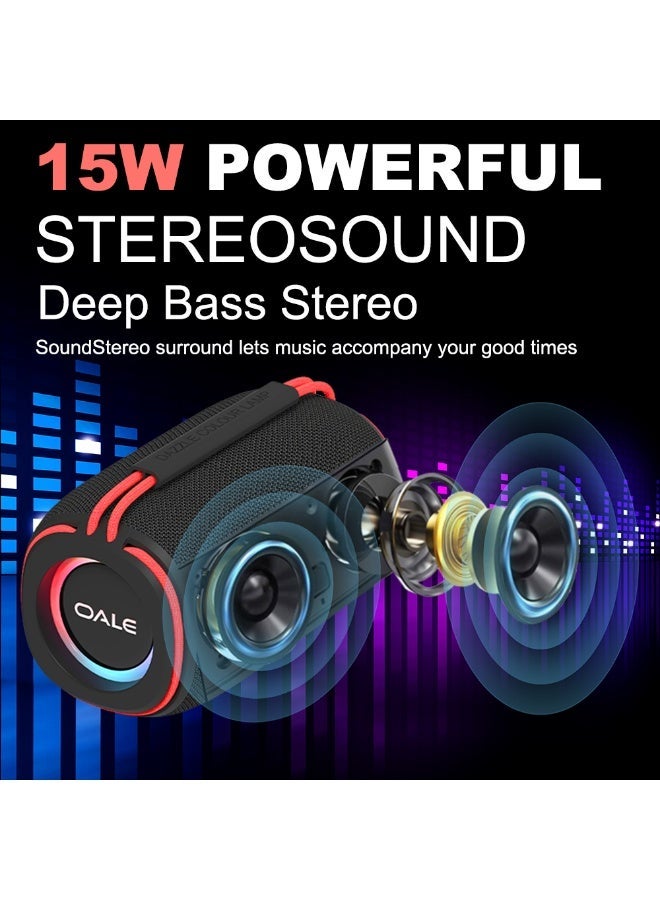 OALE iStudio 500 Speaker, 15W Output, RGB Light, IPX6 Waterproof, 3000mAh Battery, 5–7H Playtime, Handsfree Call, BT5.3, FM, AUX, USB & TF Card Support - Image 2